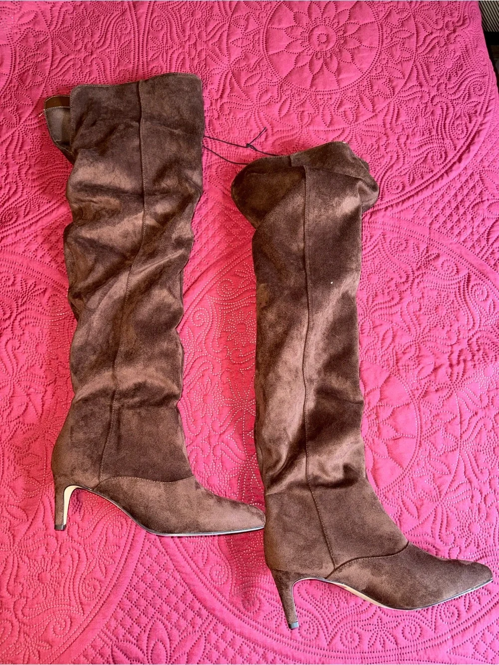 Soda Brown Suede Over-the-Knee Heeled Boots